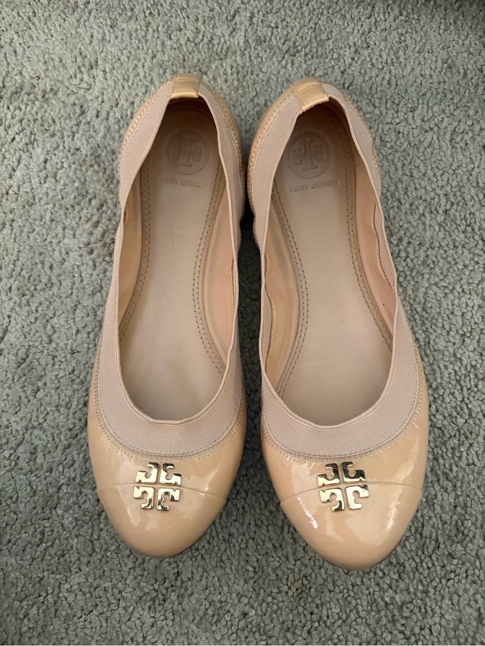 Tory Burch Blush Patent Logo Ballet Flats